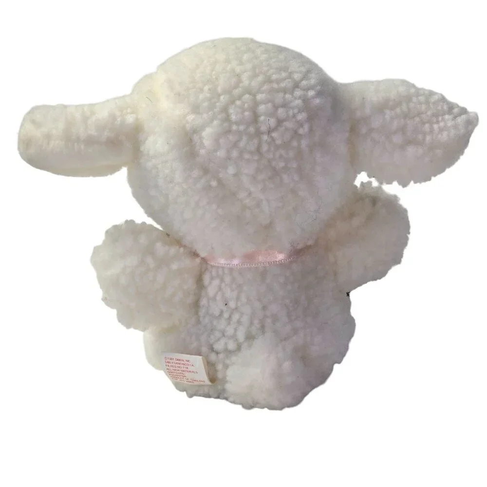 Vintage Dakin Lamb Plush 1981 Black Face White Fleece Stuffed Animal Sheep Retro - Picture 3 of 7